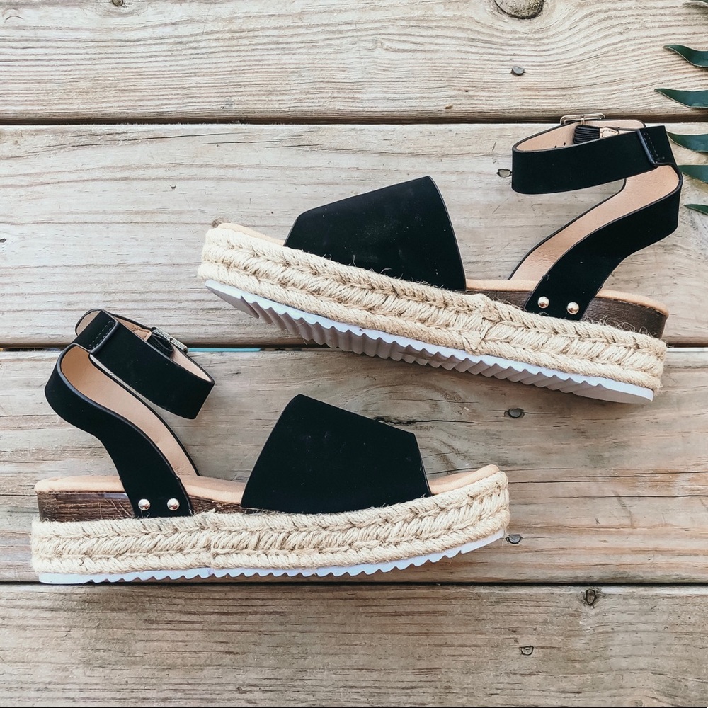 Black Espadrille Sandals - Picture 4 of 5